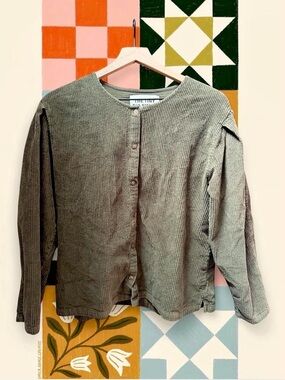 The Tiny Big Sister Olive corduroy  Button-Front Jacket